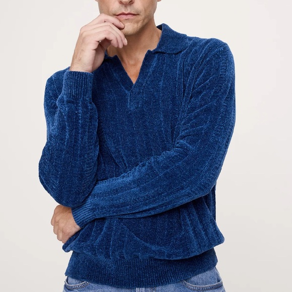 Black Ribbed Chenille Sweater Polo - Picture 5 of 5